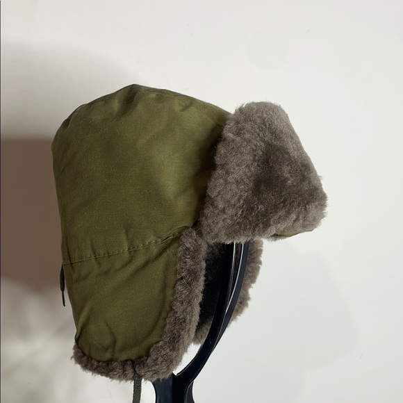 Eddie Bauer | Vintage Green Hat Faux Fur Lining Goose Down Insulated - Picture 1 of 6